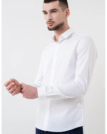 Camasa extra slim fit, Alb/Alb murdar