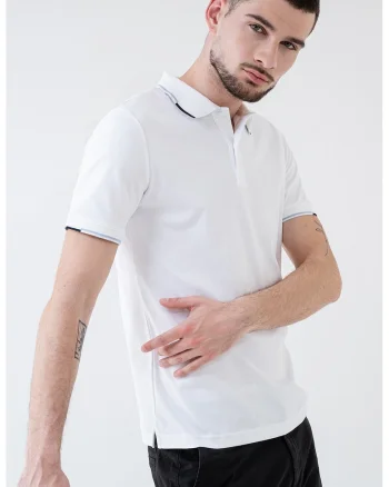 Tricou polo de bumbac organic, Alb murdar