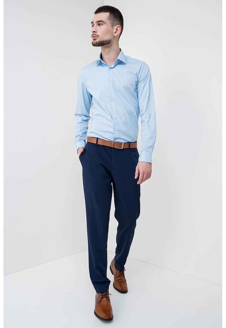 Camasa slim-fit din amestec de bumbac organic, Albastru deschis