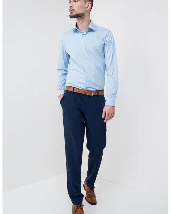 Camasa slim-fit din amestec de bumbac organic, Albastru deschis