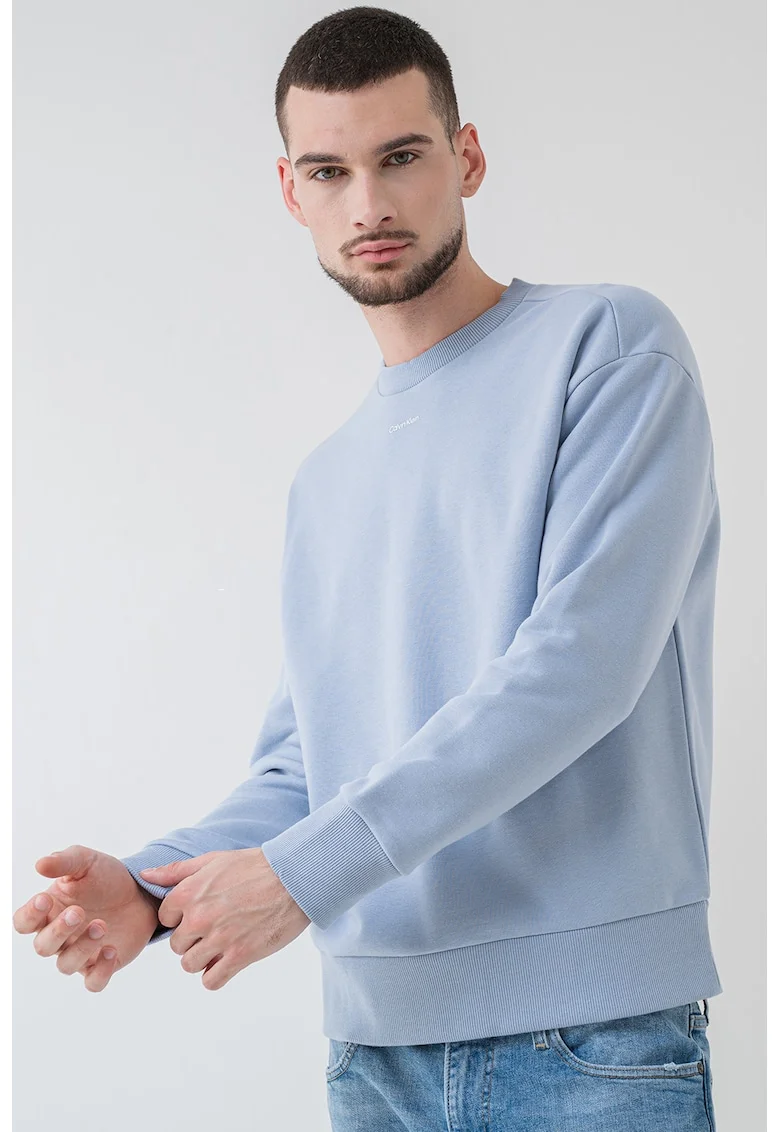 Bluza de trening din amestec de modal si bumbac organic, Albastru lavanda