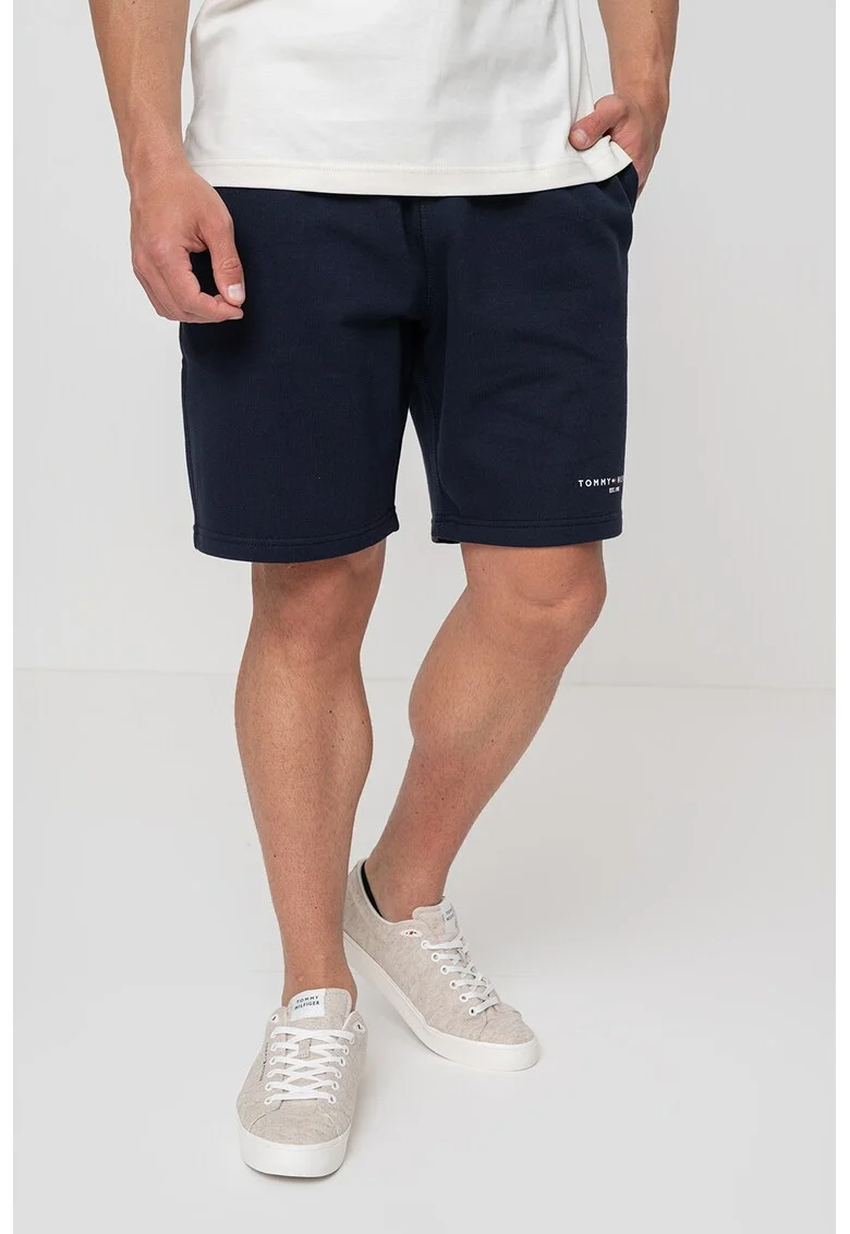 Pantaloni scurti cu logo si buzunare laterale, Albastru ultramarin