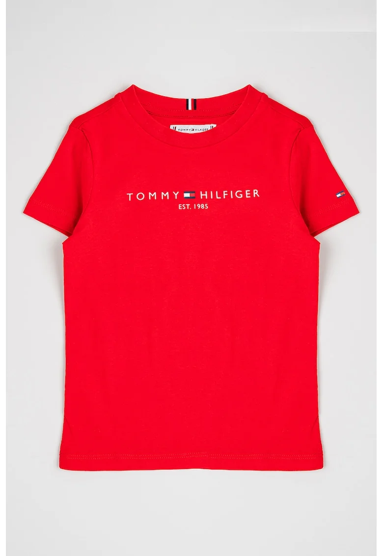Tricou din bumbac organic cu imprimeu logo, Rosu vermillion