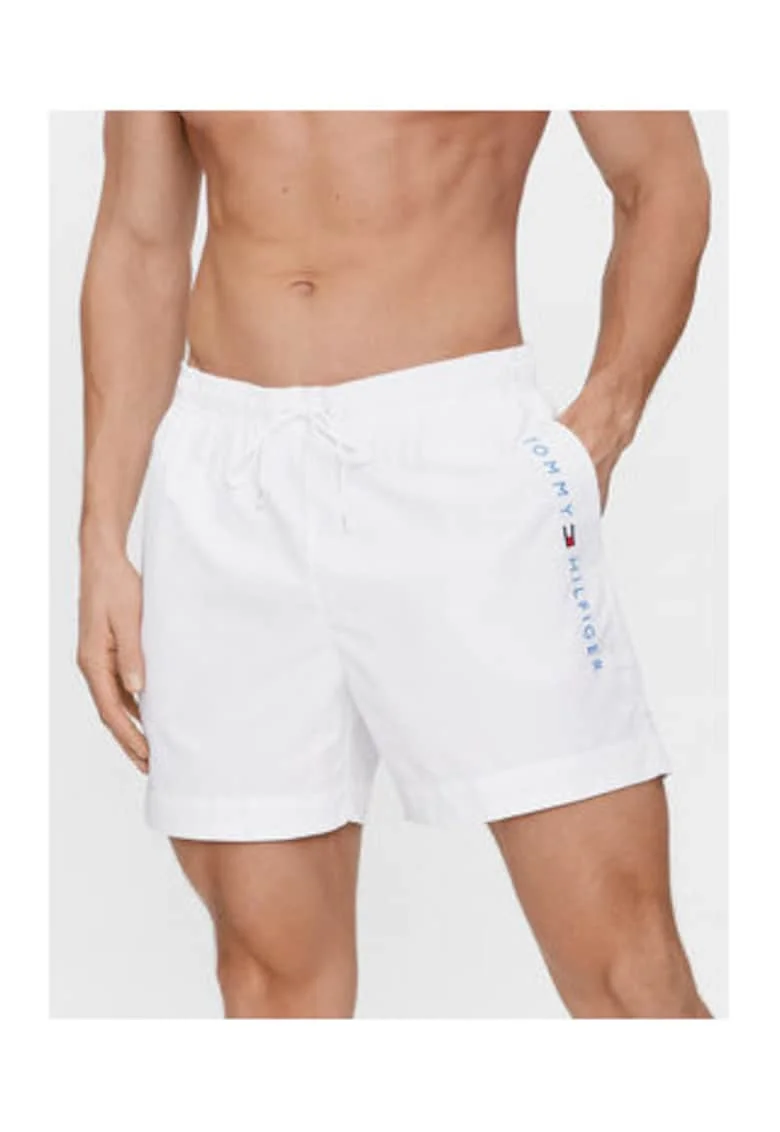 Pantaloni scurti de baie pentru barbati,  303414665, material sintetic, alb, Alb