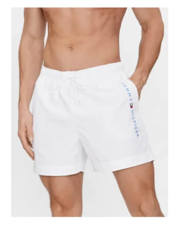 Pantaloni scurti de baie pentru barbati,  303414665, material sintetic, alb, Alb