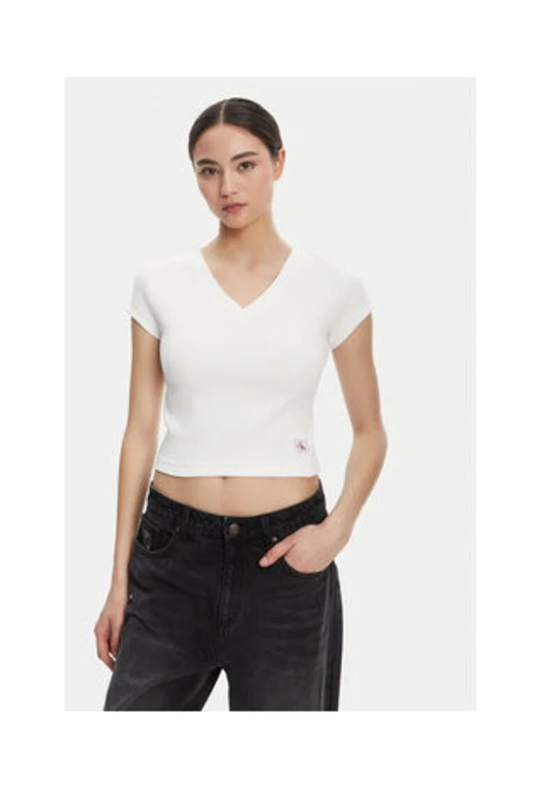 Tricou dama,  alb, bumbac elastan, Alb