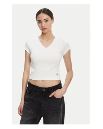 Tricou dama,  alb, bumbac elastan, Alb