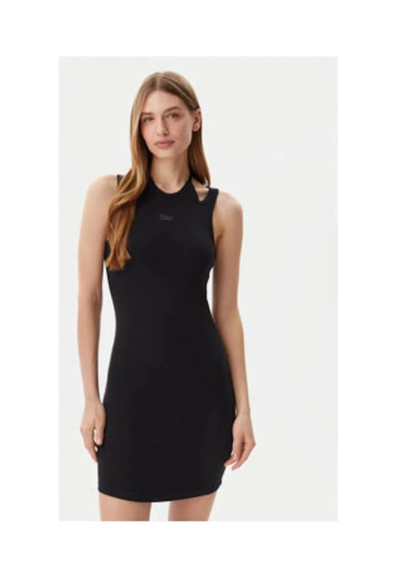Rochie casual Dama,  Negru, 95% bumbac, 5% elastan