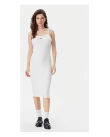 Rochie de vara,  alb, bumbac si elastan,