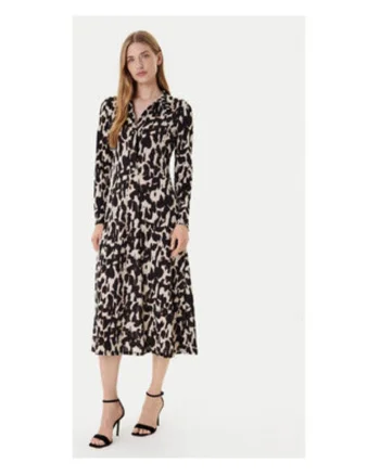 Rochie tip camasa Dama,  Negru, 95% poliester, 5% elastan