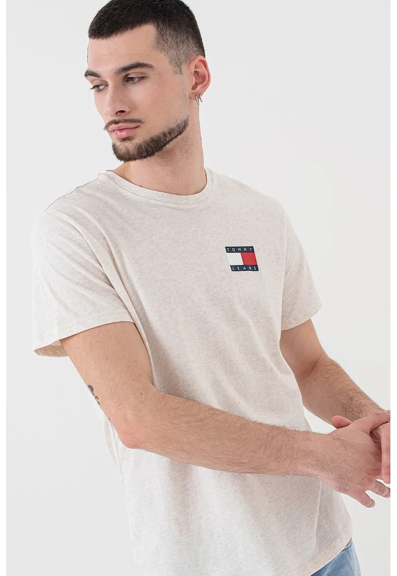 Tricou de bumbac cu logo, Alb murdar