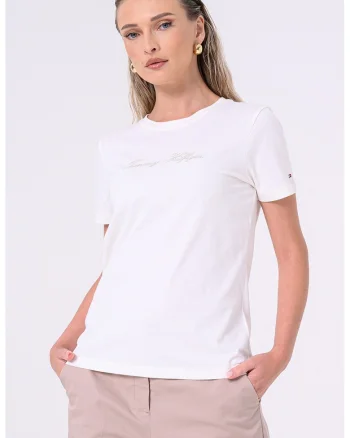 Tricou de bumbac cu logo, Alb
