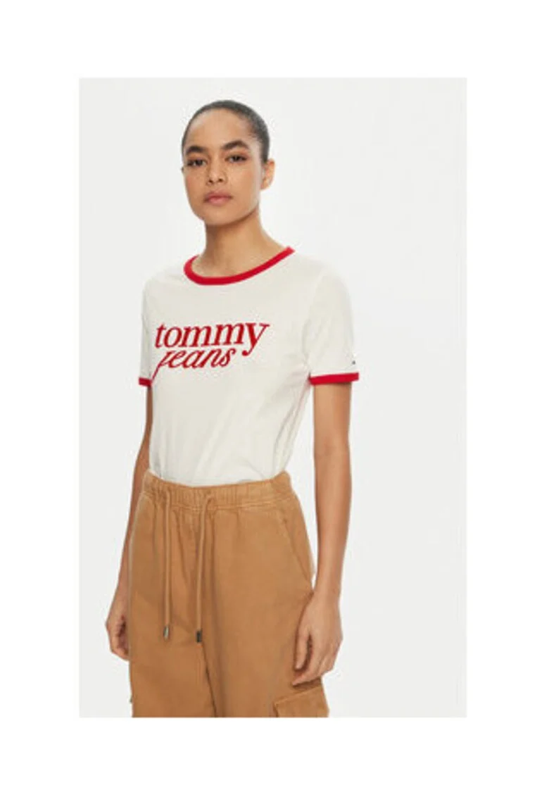 Tricou Dama,  alb/rosu,