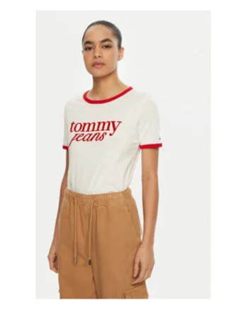 Tricou Dama,  alb/rosu,