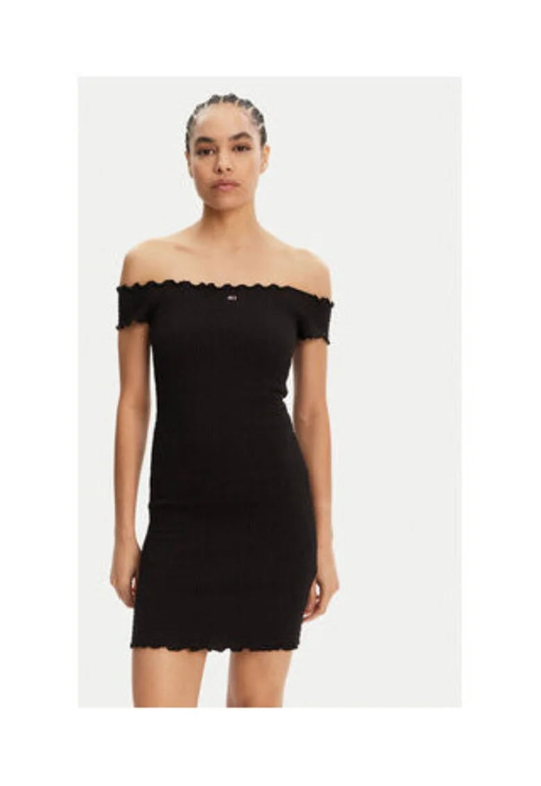 Rochie de vara,  negru, 90% bumbac, 8% poliester, 2% elastan,