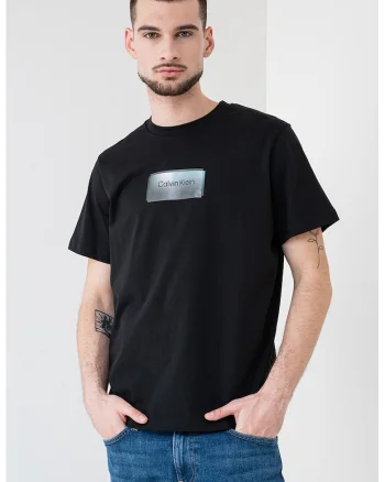Tricou din bumbac organic cu logo, Negru