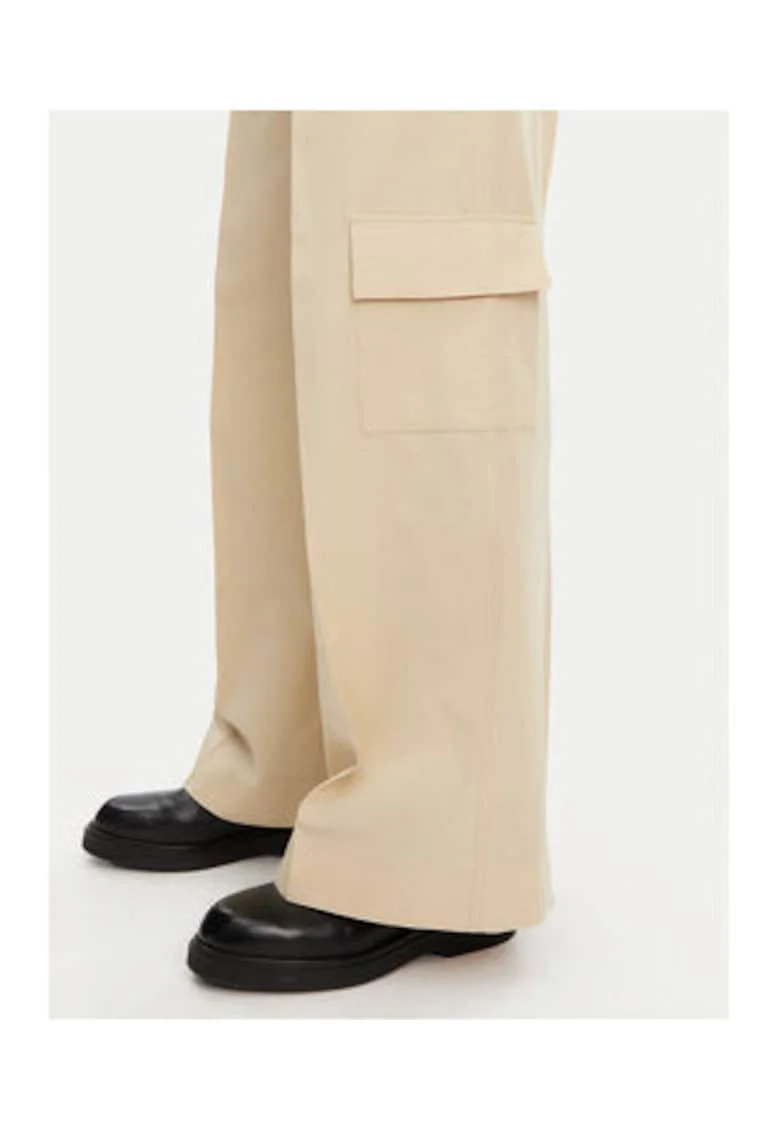 Pantaloni din stofa de dama,  Bej, 57% acetat, 43% bumbac,