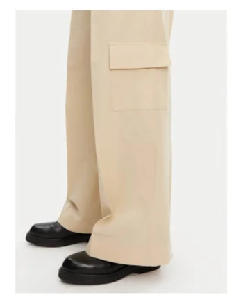 Pantaloni din stofa de dama,  Bej, 57% acetat, 43% bumbac,