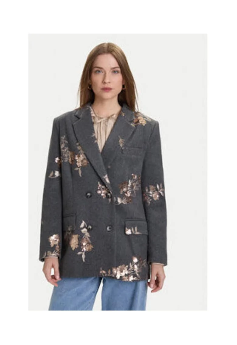 Sacou dama,  Gri, Floral