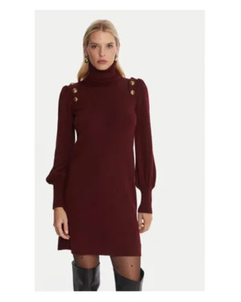 Rochie tricotata de dama,  bordeaux, 100% lana,