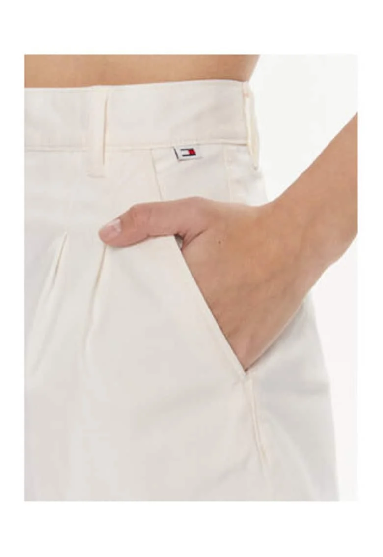 Sort din material textil de dama,  Alb, 96% bumbac organic, 4% elastan,