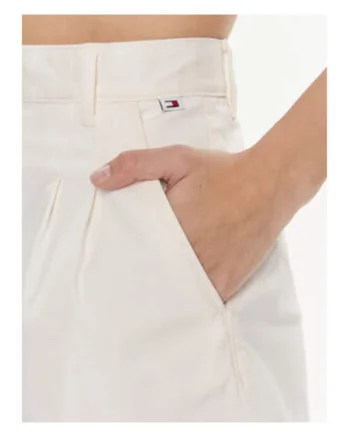 Sort din material textil de dama,  Alb, 96% bumbac organic, 4% elastan,
