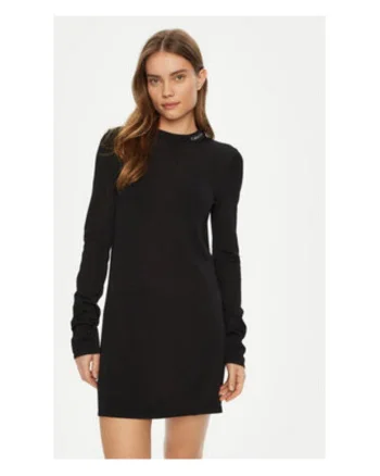 Rochie casual Dama,  neagra, 80% viscoza, 17% poliamida, 3% elastan,