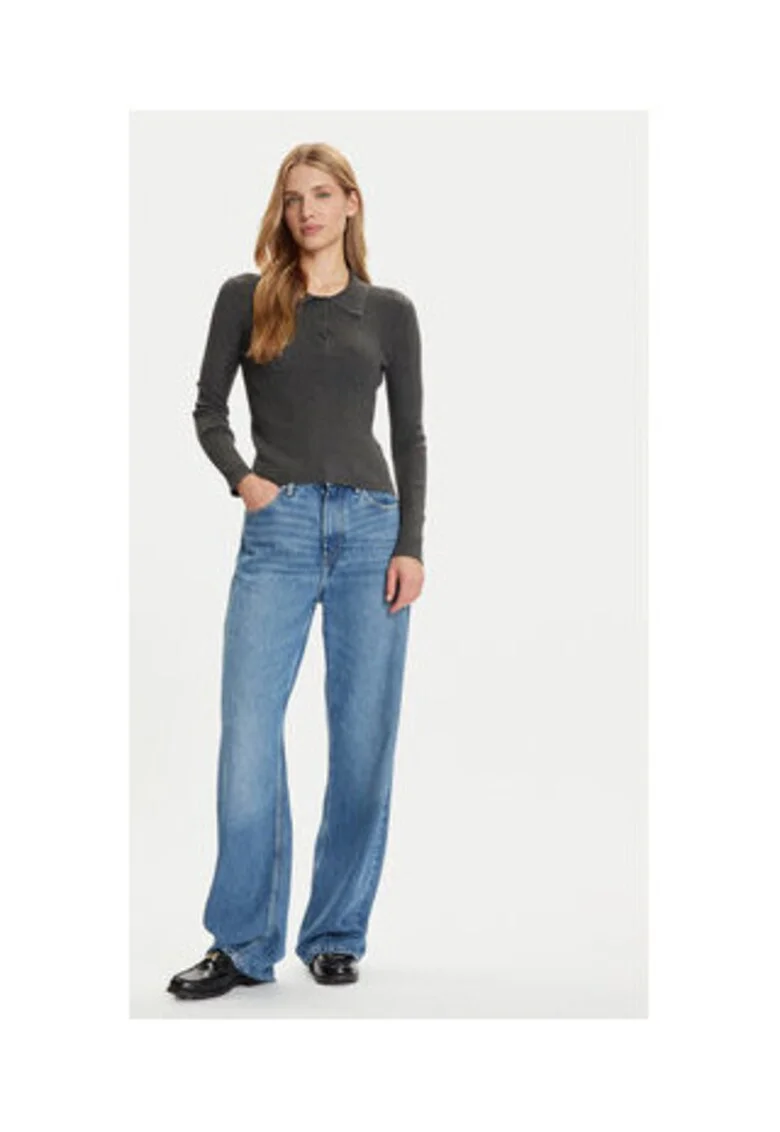 Pulover dama,  Gri, 77% viscoza, 23% poliester reciclat,