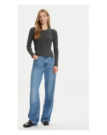Pulover dama,  Gri, 77% viscoza, 23% poliester reciclat,