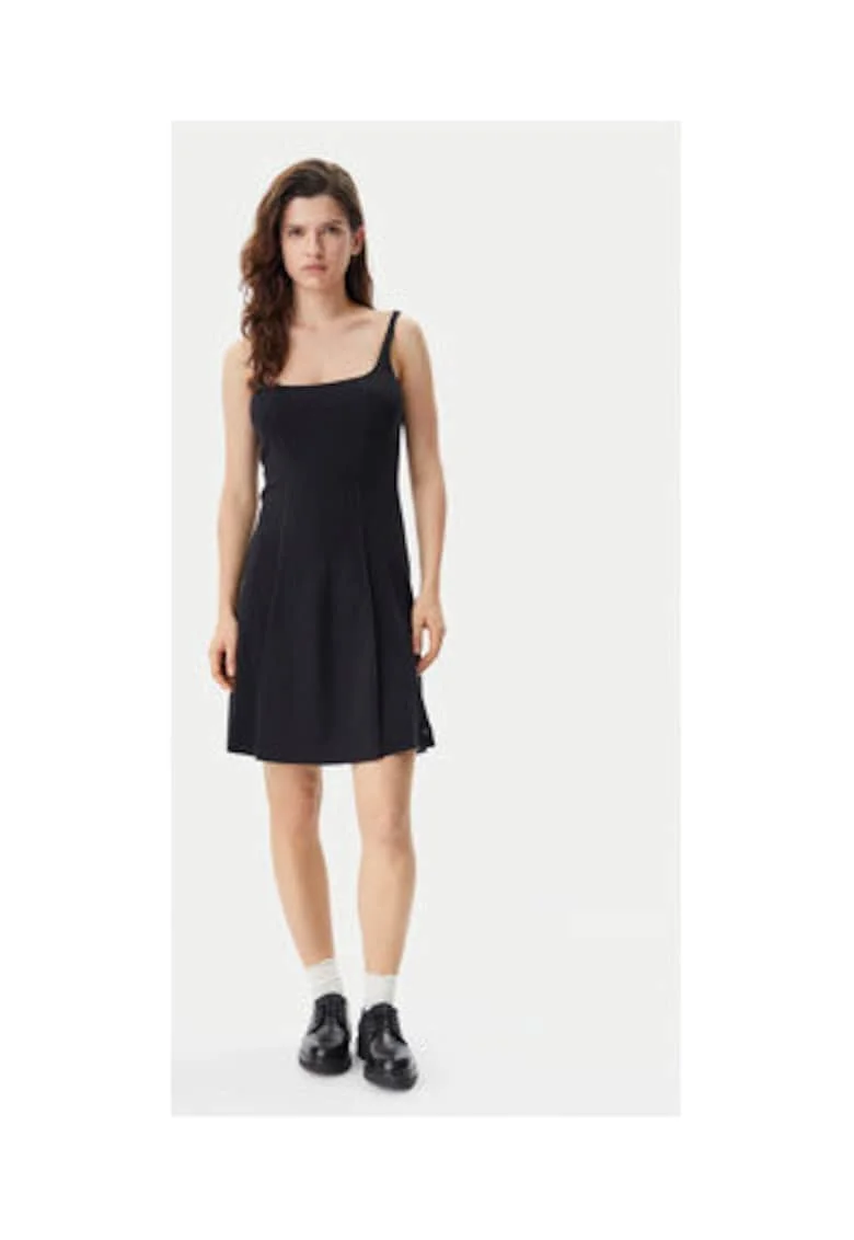 Rochie de zi Dama,  Negru, 80% bumbac, 17% poliamida, 3% elastan,