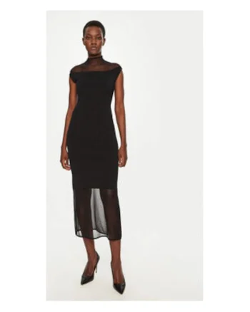 Rochie de zi,  neagra, 63% viscoza, 37% nailon,