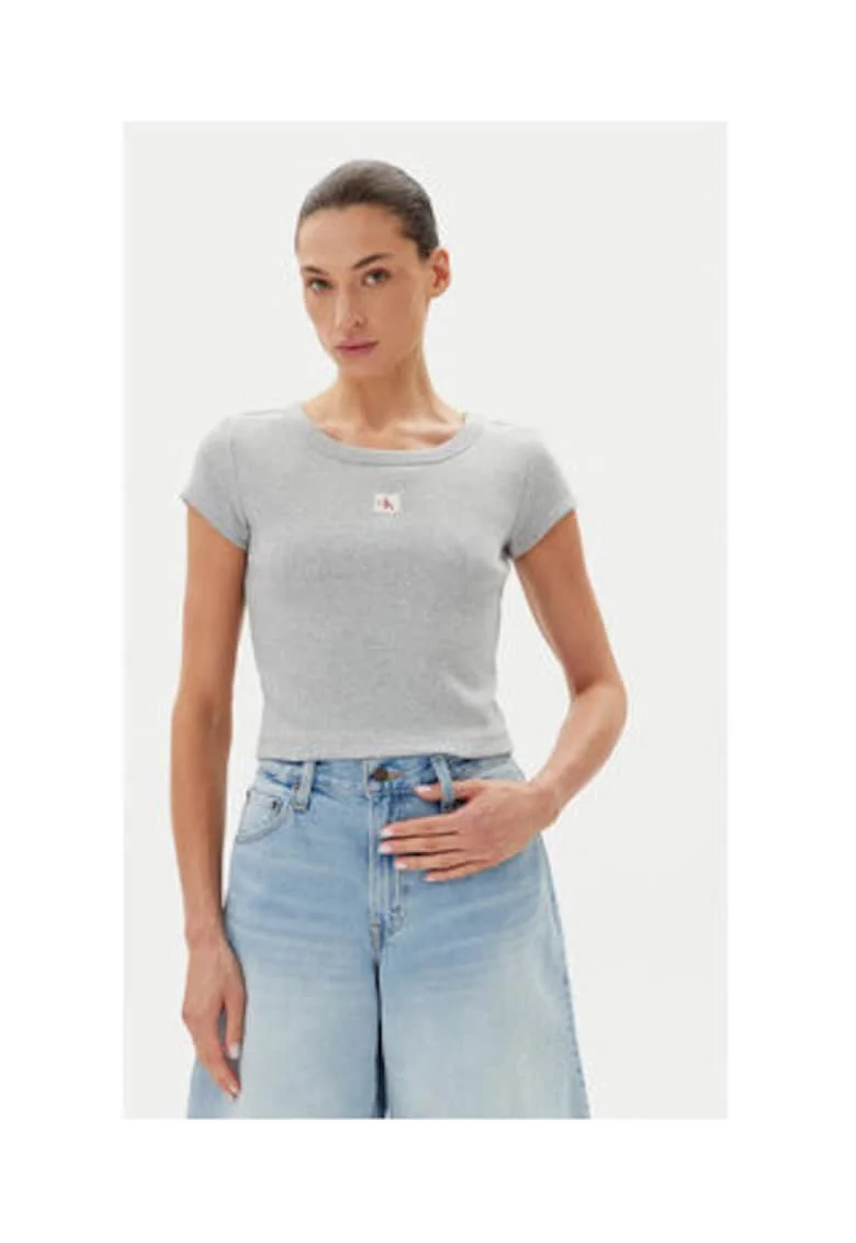 Tricou dama,  gri, bumbac/elastan,