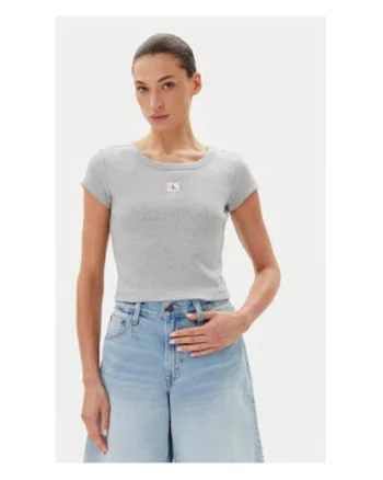 Tricou dama,  gri, bumbac/elastan,