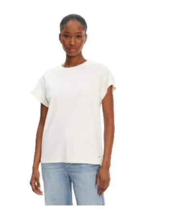 Tricou dama,  bumbac/elastan, alb,