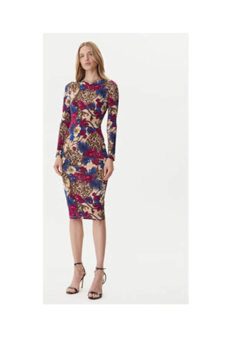Rochie de zi Femei,  multicolor, 90% viscoza, 10% elastan,