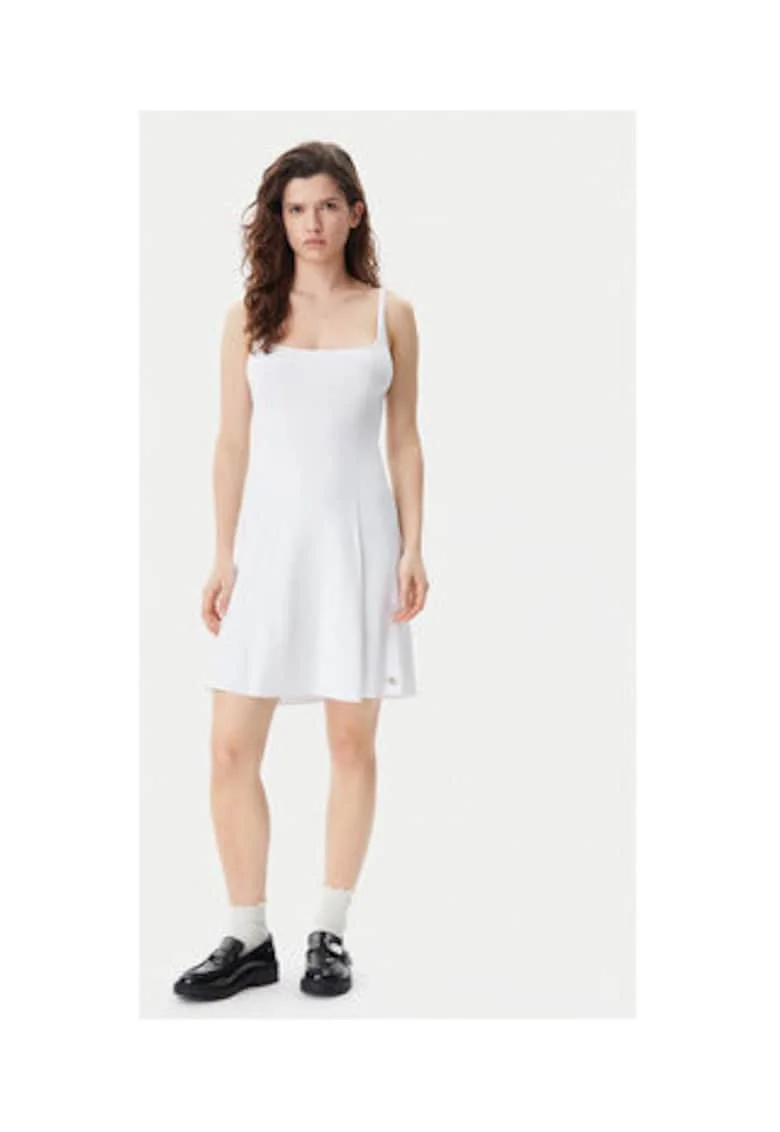 Rochie casual Dama,  Alb, 80% bumbac, 17% poliamida, 3% elastan