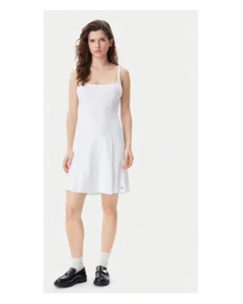 Rochie casual Dama,  Alb, 80% bumbac, 17% poliamida, 3% elastan