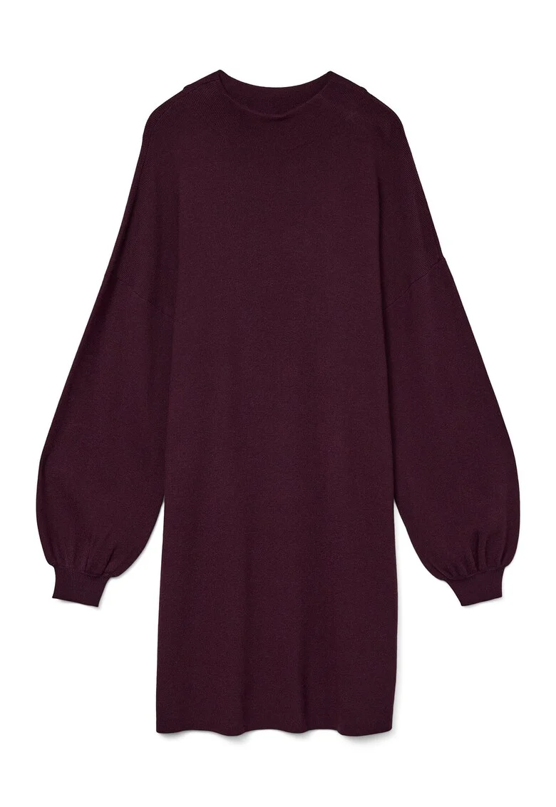 Rochie tricotata de dama,  52% viscoza, 28% poliester, 20% nailon, Visiniu