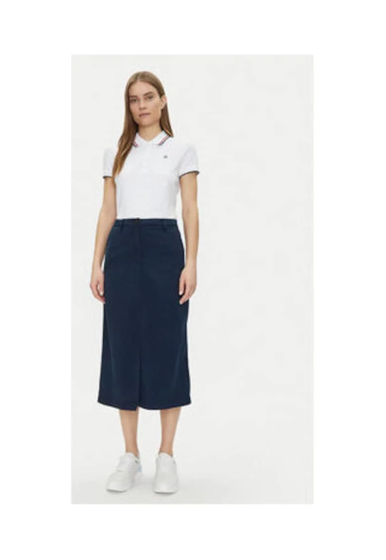Fusta midi,  bleumarin, 63% lyocell, 37% bumbac,