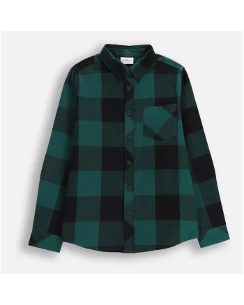 Camasa  verde din flanel, croiala clasica, maneci lungi, bumbac