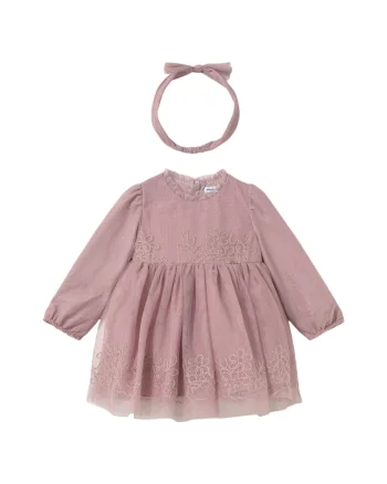 Rochie fete,  roz, 85% poliester, 10% acril, 5% fibra metalica,