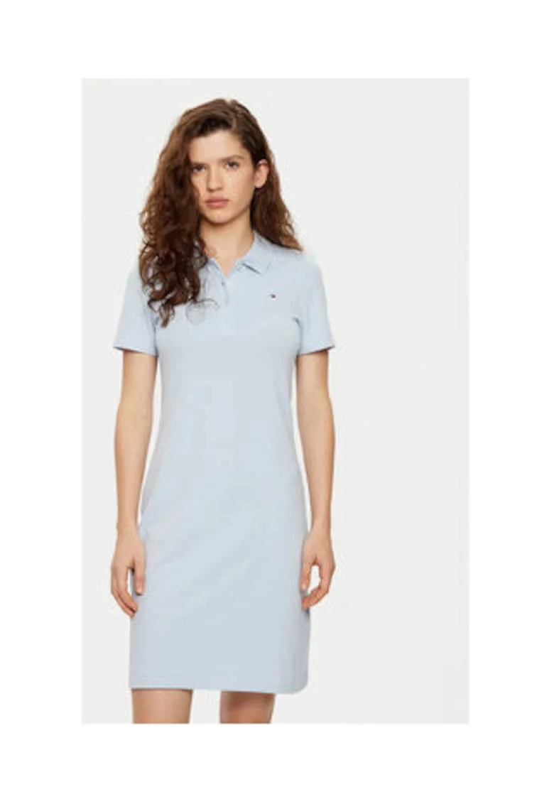 Rochie casual Dama,  albastru, 96% bumbac organic, 4% elastan,
