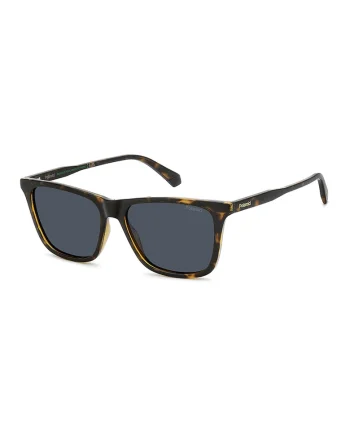 Ochelari de soare patrati cu lentile polarizate, Negru/Maro