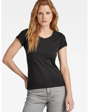 Tricou de bumbac organic cu decolteu in V Eyben, Negru