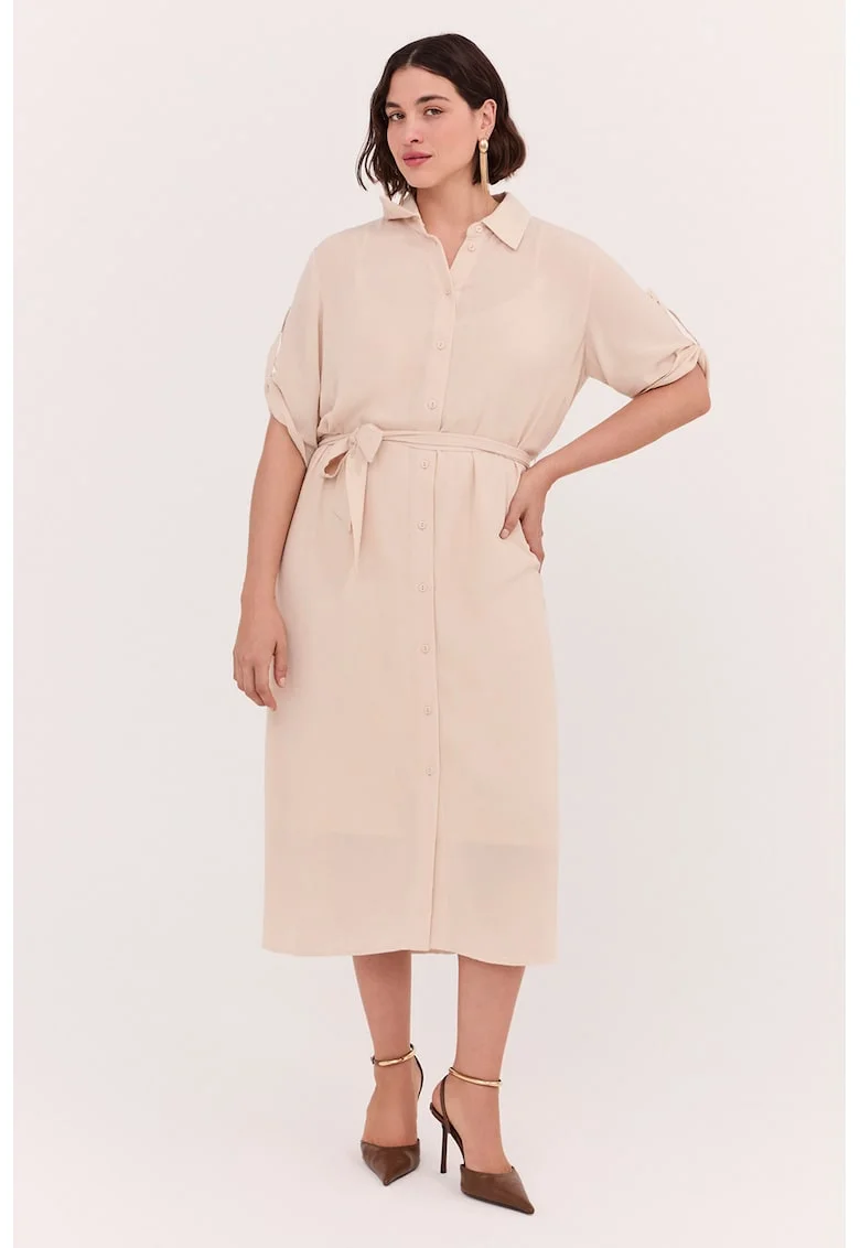 Rochie-camasa midi, Bej sampanie