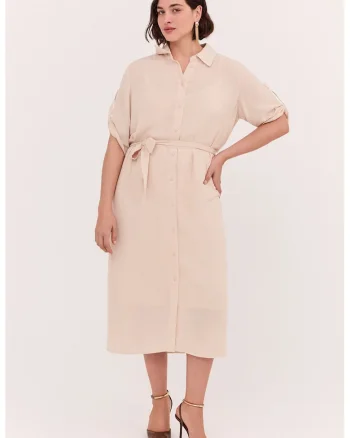 Rochie-camasa midi, Bej sampanie