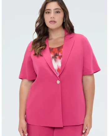 Sacou vaporos cu maneci scurte, Fucsia