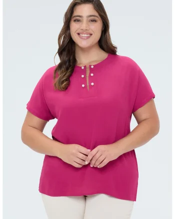 Tricou uni cu decoratii cu perle sintetice