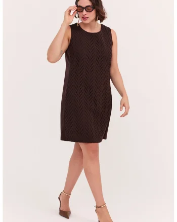 Rochie scurta din bumbac, Maro inchis