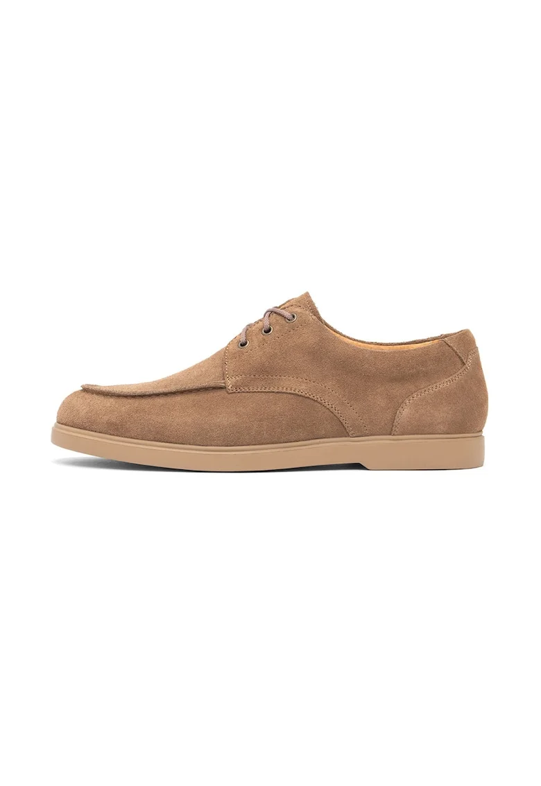Pantofi de piele intoarsa Christian, Maro camel